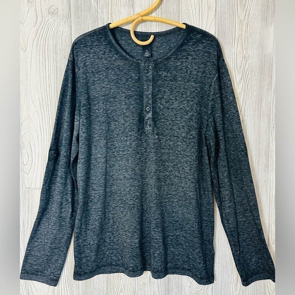 NEW! H&M LONG SLEEVE BURN OUT TEE Tshirt Size Large Casual Adjustable Sleeves